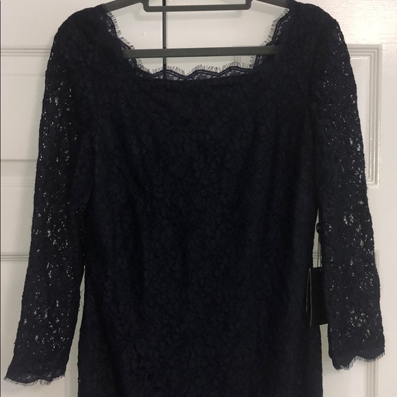 NWT Adrianna Papell 3/4 Sleeve Navy Lace Dress 10 - Picture 3 of 8